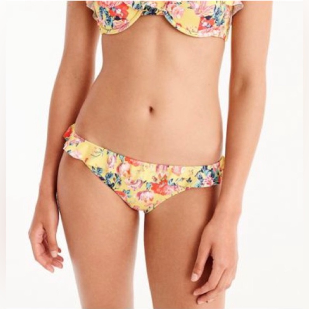 J Crew Liberty Magical Bouquet Ruffled Floral Bikini Swim Bottoms Size XS Peony